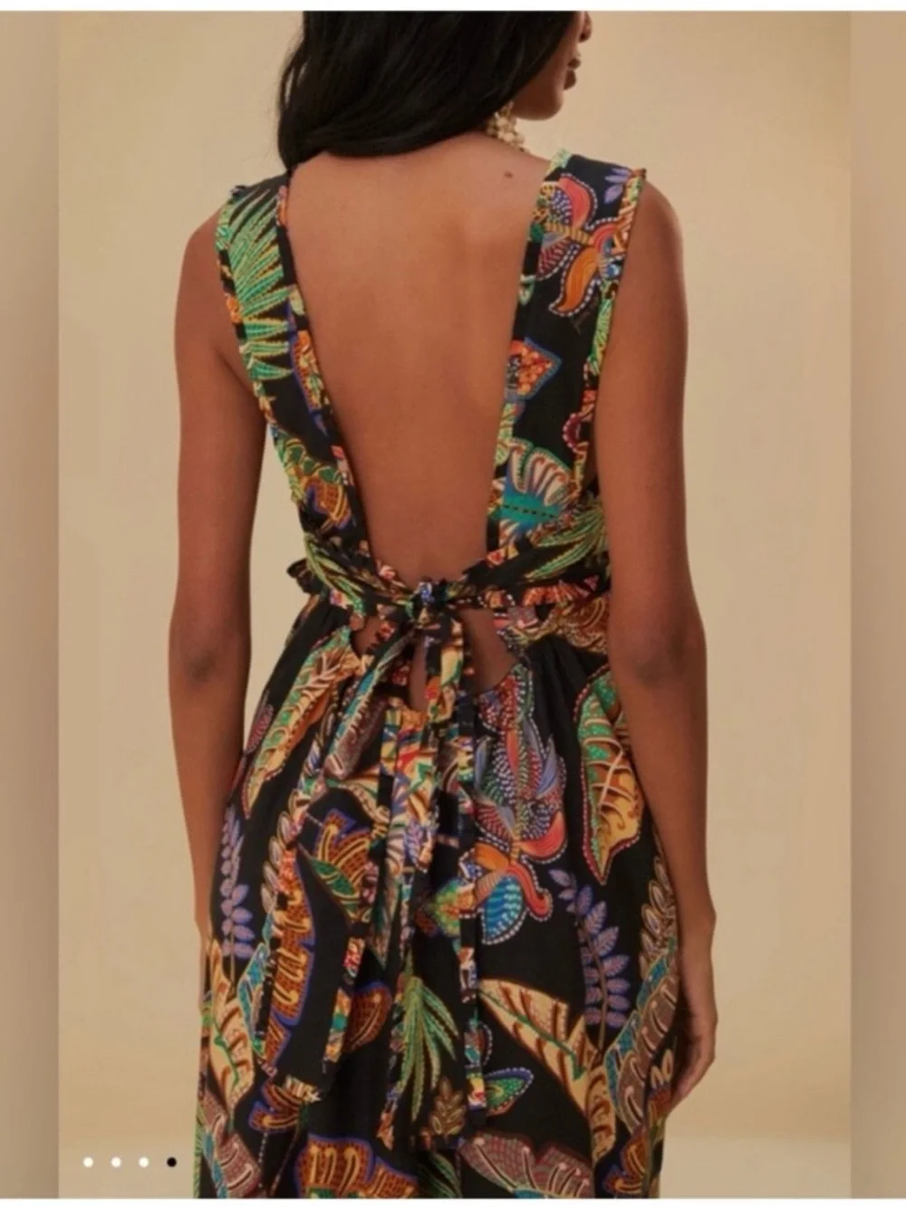 NWT Farm Rio Cool Foliage Black Button Front Maxi Dress - Picture 4 of 4